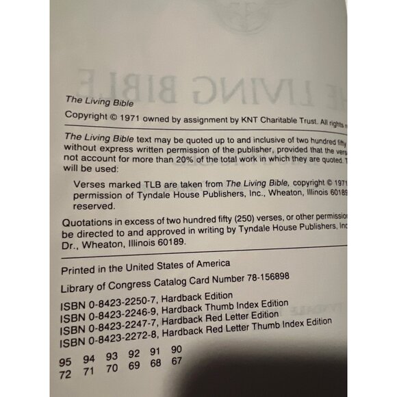 The Living Bible Red Letter Edition By Tyndale Hardcover 1971 - Picture 5 of 5